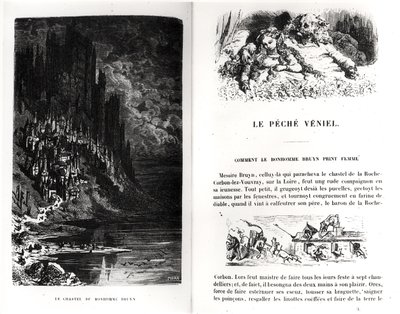 ヘリオドール・ジョセフ・ピサン（1822-90）によって刻まれた、オノレ・ド・バルザック（1799-1850）による「レ・コン・ドロラティーク」の図解された2ページ 作： Gustave Dore