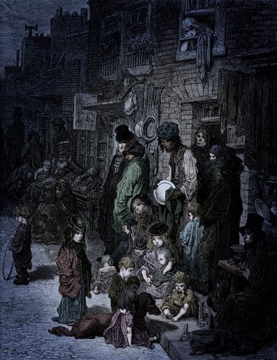 ビクトリア朝のロンドン-ホワイトチャペル 作： Gustave Dore