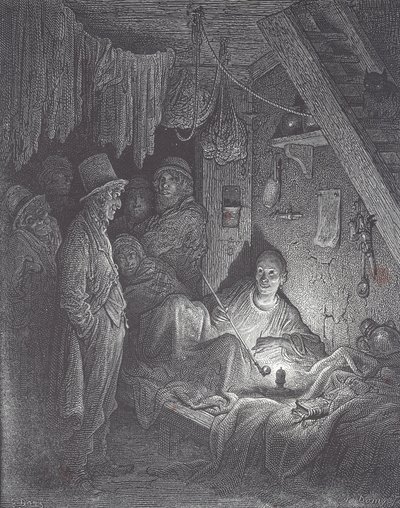 ロンドンのビクトリア朝時代のアヘン喫煙所 作： Gustave Dore