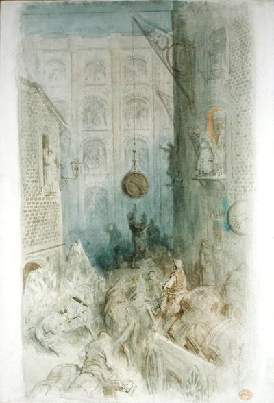 ロンドンの倉庫群（ペン＆インク、水彩、紙） 作： Gustave Dore