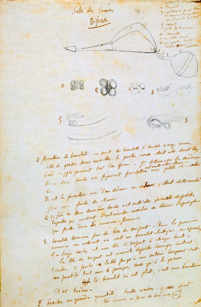 Salammbô、c1858の宝石の図面 作： Gustave Flaubert
