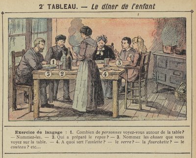 子供の夕食（カラーリトグラフ 作： Gustave Fraipont