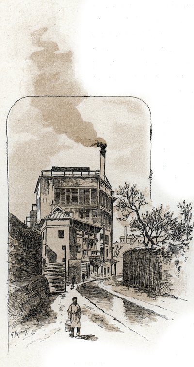 パリのビヴル川の眺め ギュスターヴ・フライポン (1849-1923) によるサン・ジュワールの絵 作： Gustave Fraipont