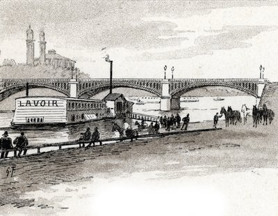 パリのグルネル橋の眺め ギュスターヴ・フライポン (1849-1923) によるサン・ジュワールの絵 作： Gustave Fraipont