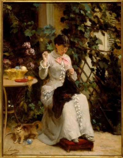 若いお針子さん 作： Gustave Francois Lasellaz
