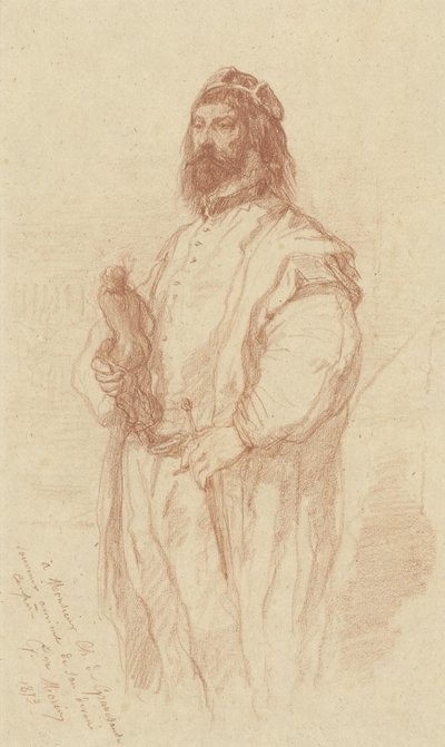 置物を持って立っている男 作： Gustave François Morin