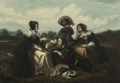 ストーリールイ13世の衣装を着た登場人物、1830年頃（油彩） 作： Gustave François Morin