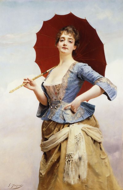 日傘を持つ女性、 作： Gustave Jacquet
