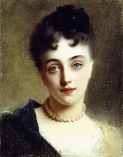 真珠のエレガントな女性、 作： Gustave Jacquet