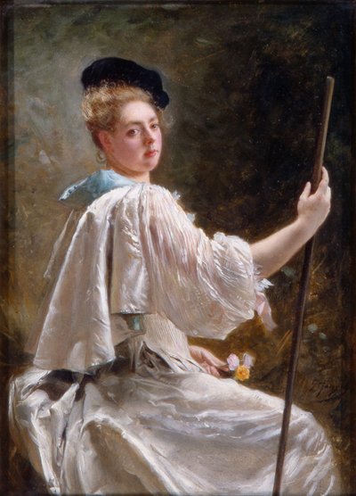 杖を持つ婦人 1895年頃 油彩・カンヴァス 作： Gustave Jacquet