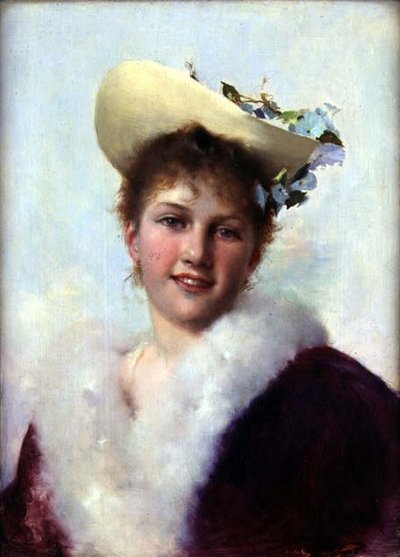 イースターボンネット」（油彩・パネル） 作： Gustave Jacquet