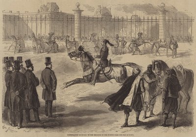 チュニスのベイからフランスの皇帝への馬のプレゼンテーション 作： Gustave Janet