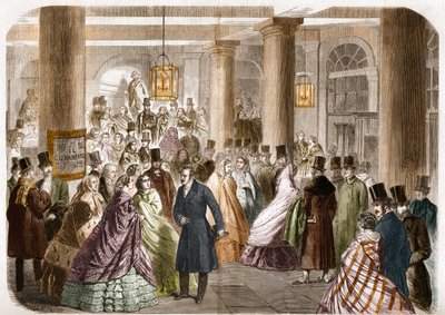 1858年にパリで公開されたイタリアン・シアター（Salle Ventadour）。図はギュスターヴ・ジャネ、彫刻はジャイエ。 作： Gustave Janet