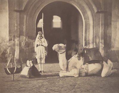 [兵士と軍のラクダ]、1866 年。 作： Gustave Le Gray