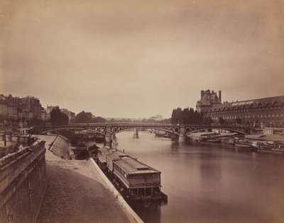 パリのポン・デュ・カルーセル: ポン・デ・ザールから西への眺め 作： Gustave Le Gray