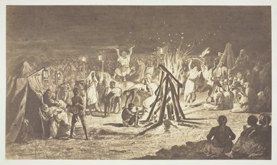 無題 [Bénédict Masson による Camp de Chalons の焚き火の絵]、1857 年。 作： Gustave Le Gray