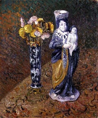 花と彫像 作： Gustave Loiseau