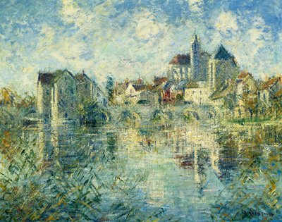 モレシュールロワン、橋、教会。モレシュルロワン、橋と教会、1935年頃 作： Gustave Loiseau