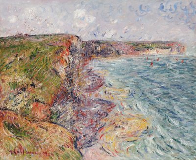 イポートの崖近くのヨット。崖近くのヨット、Yport、1924 作： Gustave Loiseau