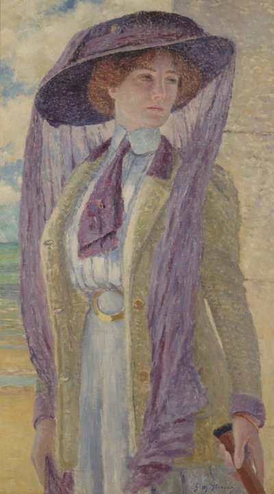紫の帽子の女 作： Gustave Max Stevens
