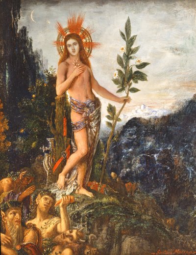 羊飼いの供物を受け取るアポロン 作： Gustave Moreau