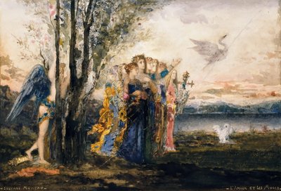 キューピッドとミューズ 作： Gustave Moreau