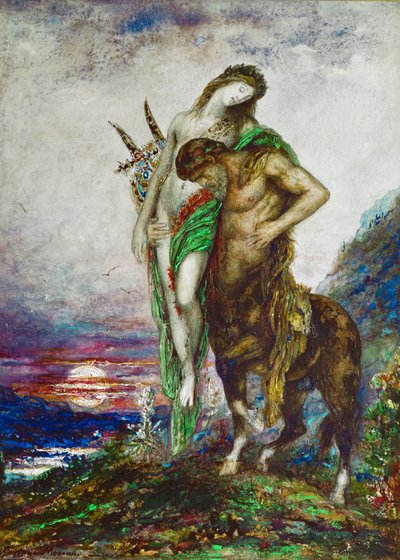 ケンタウロスに担がれる詩人の死体（油彩・キャンバス） 作： Gustave Moreau