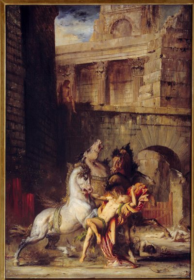 Diomede Devore by His Horses Painting by Gustave Moreau (1826-1898) 1865 Sun.1,38x0,84 m ルーアン、ミュゼ・デ・ボザール 作： Gustave Moreau