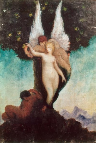 アンティークな主題の架空のシーン。ウィングドエフェベw 作： Gustave Moreau
