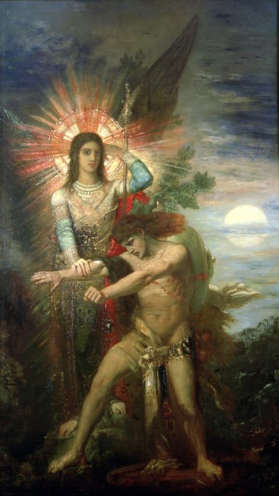 ジェイコブと天使、1878年 作： Gustave Moreau