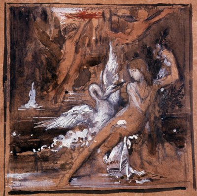 レダと白鳥。ギュスターヴ・モロー（1826-1898）によるドローイング。 作： Gustave Moreau