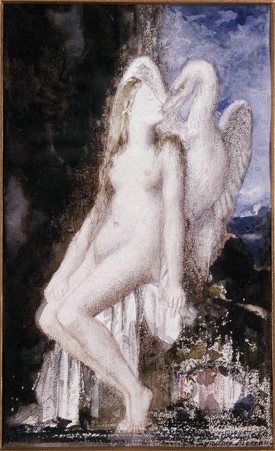 レダと白鳥。ギュスターヴ・モロー（1826-1898）によるドローイング。 作： Gustave Moreau