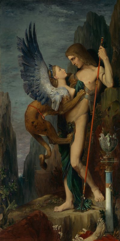 オエディプスとスフィンクス、1864。 作： Gustave Moreau