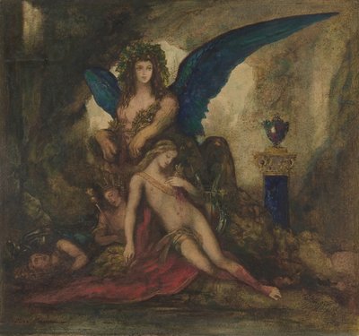 洞窟のスフィンクス、詩人、王、戦士、1840-98年。 作： Gustave Moreau