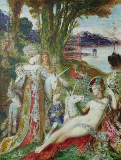 ユニコーンズ（キャンバスに油彩） 作： Gustave Moreau