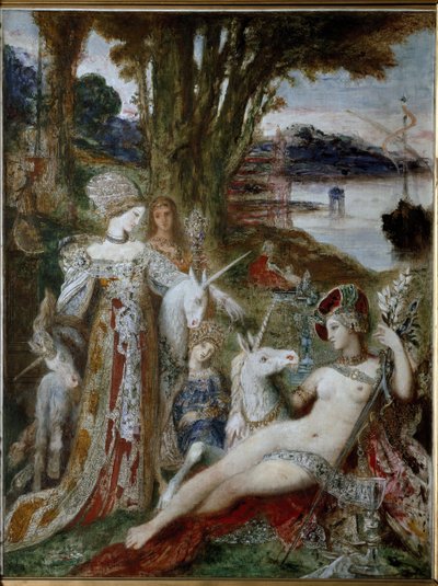 ユニコーン - キャンバスに油彩、1885年頃 作： Gustave Moreau