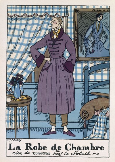 男性用ガウン、雑誌「ムッシュー」のイラスト、パブ。 1921年3月（ポチョワールプリント） 作： Guy Arnoux