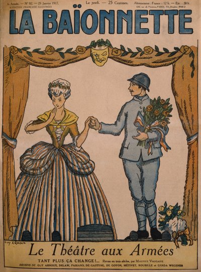 陸軍劇場、「ラ バイオネット」の表紙イラスト、No 82、1917 年 1 月 25 日（カラー リソ） 作： Guy Arnoux