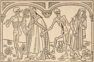 「La danse macabre des femmes」より司教と貴族を奪う死。 そして身と刃の論争」 作： Guy Marchant