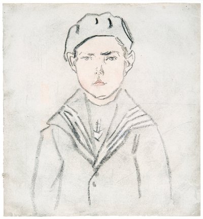 セーラー服の少年（紙にカラーチョーク） 作： Gwen John