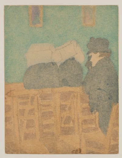 教会の中の人物（水彩、鉛筆） 作： Gwen John