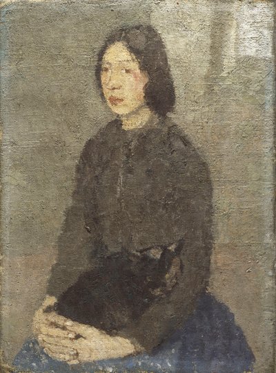 彼女の膝の上に猫を持つ少女 作： Gwen John