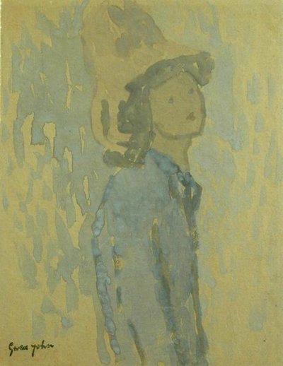 帽子をかぶった少女」（紙にガッシュ） 作： Gwen John