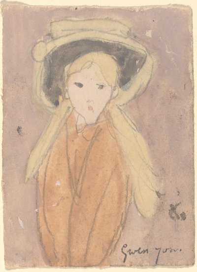 大きな帽子の少女 作： Gwen John