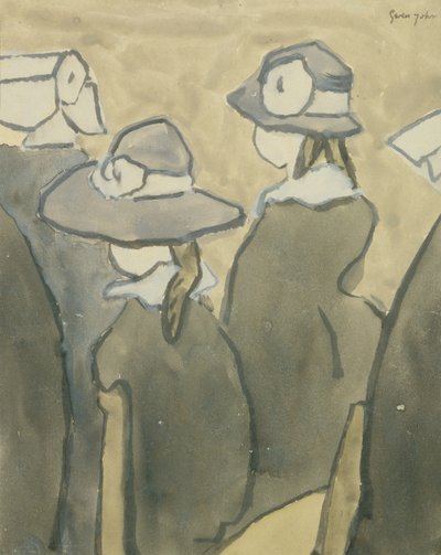 教会の少女たち (紙に水彩) 作： Gwen John