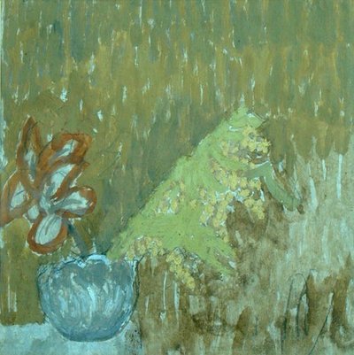 花瓶の中のミモザとその他の花 1930年頃（紙に鉛筆・油彩 作： Gwen John