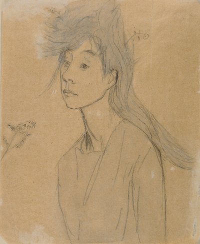 オフィーリア：ポートレートイマジン、1910年頃（チョークと紙で洗う） 作： Gwen John