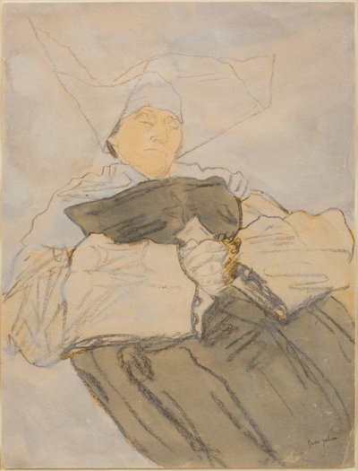 眠る尼僧、1916-18年頃（木炭、水彩、グワッシュ） 作： グウェン・ジョン