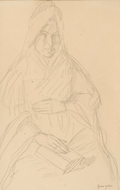 1915年頃、テーブルに座った単なるポセピンの研究 作： Gwen John