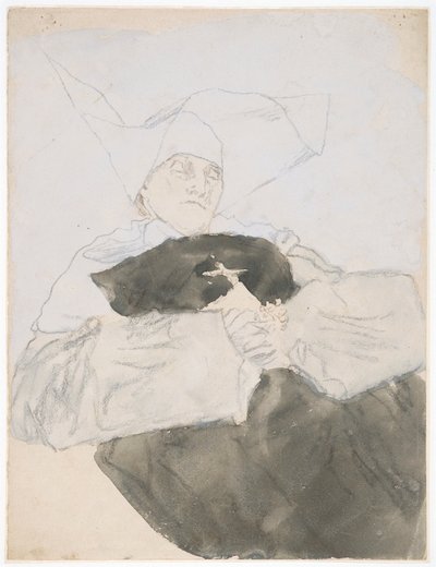 瀕死の修道女（ミクストメディア、紙） 作： Gwen John